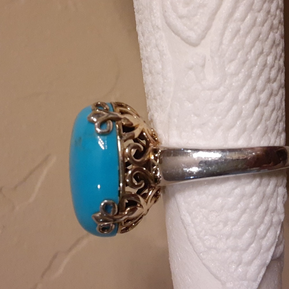 925 Genuine Turquoise, Gold over Sterling. FIRM. - Picture 14 of 16